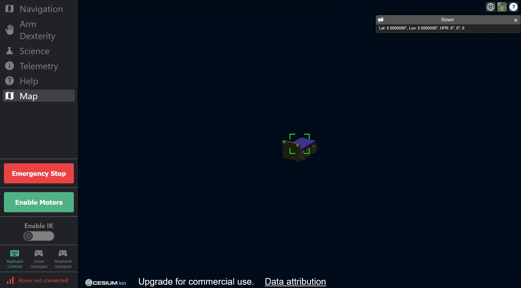 The visual map showing where the rover is